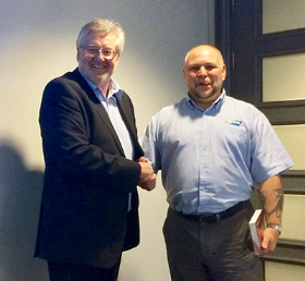 Keyline Hull branch manager Robert Simpson (right)was presented with the company