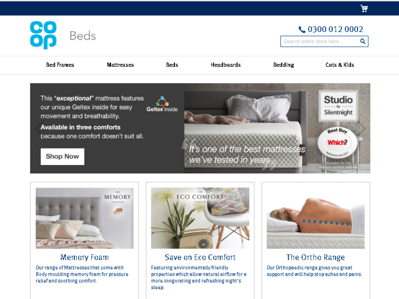 The Co-op is selling beds, headboards and mattresses online through its new partnership with Silentnight