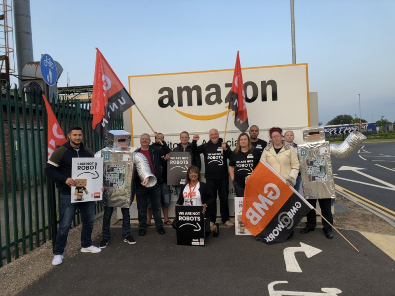 UK workers have been staging protests outside fulfilment centres over "appalling working conditions"