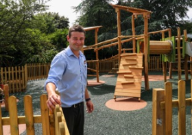 Ricky Bowness (Centre Manager) in the new play area at Squire’s in Milford