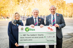 Pictured (left to right): Kate Billingham Wilson – head of partnerships at ABF The Soldiers’ Charity; Paul Gooding – Vitax’s chairman and Mark Butler, national sales manager at Vitax