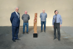 Martin Newsome, Steve Owens Neal Statham and Malc celebrate the milestone of a collective total of 172 years working life at Newsome Tools