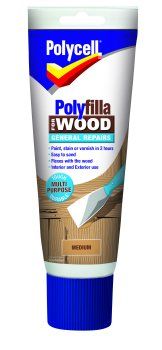 Fill wood in and out with Polycell