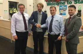 Pictured left to right: Simon Wright (Stax Purchasing Director), Gary Fisher (Husqvarna Key Account Manager),David Hibbert (Stax Joint Managing Director) and Aaron Sanders (Stax Range Negotiator)