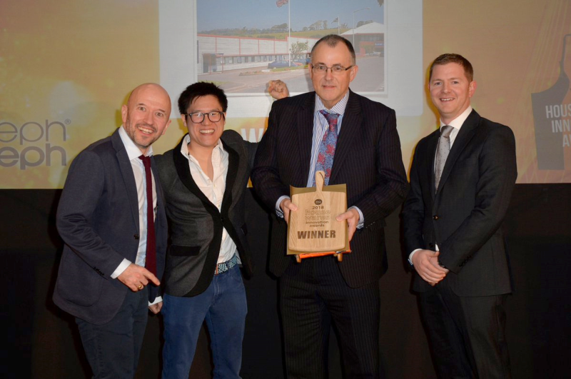 L-R: Joe Fattorini and Jeremy Pang, Home Hardware CEO Martin Elliott and Joseph Joseph director Dan Roberts