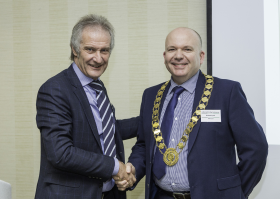 Richard Pyrah receives the GIMA presidency from Chris Ramsden