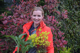 Katie Rushworth planting up her garden at Tong Garden Centre