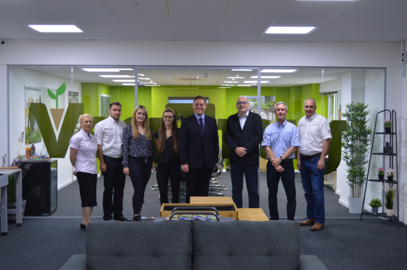 MP Will Quince (centre) meets the Vegtrug team at its new purpose-built premises in Essex