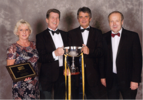 Pictured L-R: Cheryl Snape, Nick Green (Brown’s Home Hardware – winner in 2017), Craig Snape and David Adams (chairman of Home Hardware).