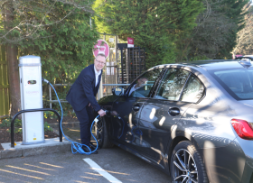 Darran Oakley (Squire’s Purchasing Director) at one of the new electric charging points at Squire’s Garden Centres
