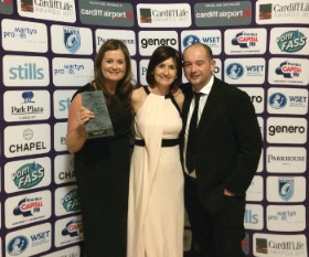 Emma Leeke, Joanna Littlejohn and Chris Leeke received the Retailer of the Year Award at the recent Cardiff Life Awards