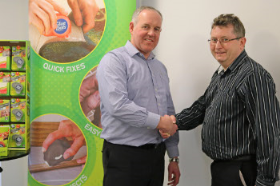 Wilsons director Ivan Hopkins with Glue Dots European key account manager Dave Angus